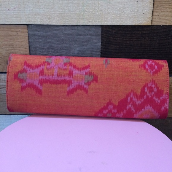 Boho Chic Navajo Clutch, Orange Red Pink - Picture 2 of 5